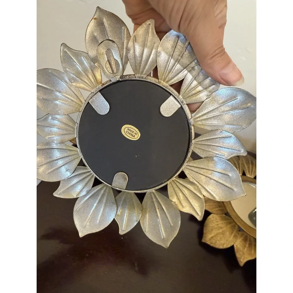 Sunflower MIRRORS WALL ART Decor Metal Gold Black -7